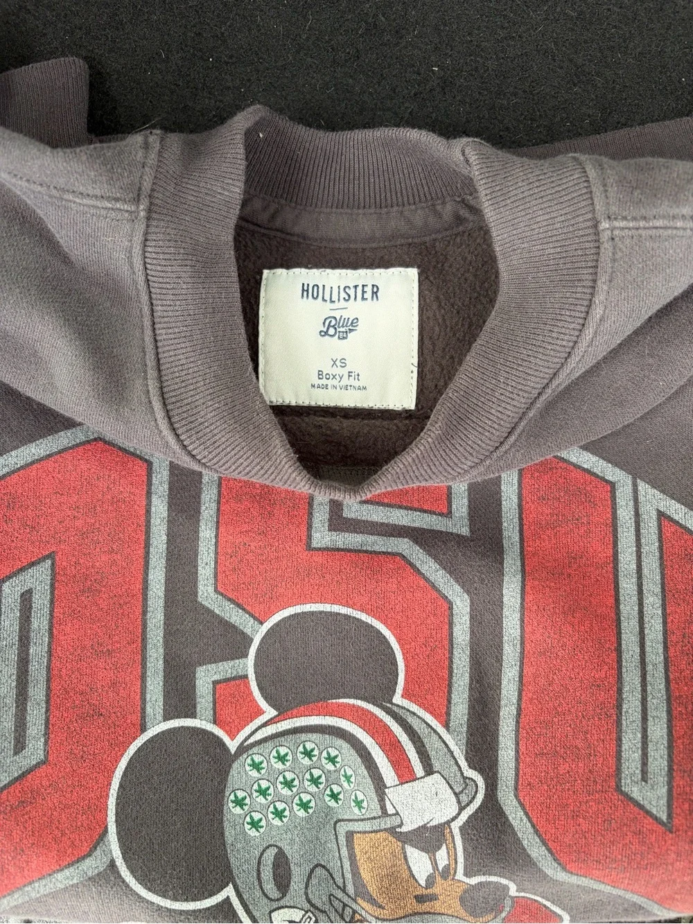 Hollister Black Crewneck Sweatshirt with Red OSU Graphic